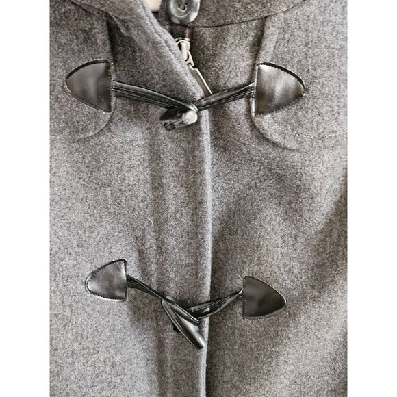 St. Johns Bay Woman Size M Toggle Coat Gray with Hood Wool Cashmere Blend - Picture 6 of 9